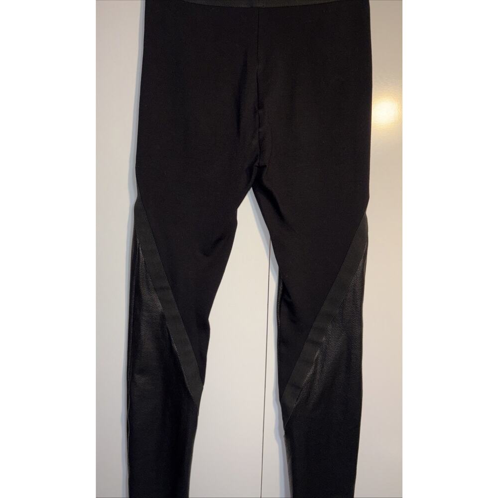 BCBG MAXAZRIA - SASHA PONTE ELASTIC WAIST FAUX LEATHER LEGGINGS, Size Small